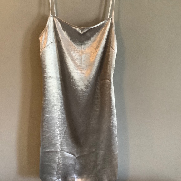 Silver slip style dress with side zipper. French Connection size 0 - Picture 1 of 1
